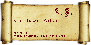 Kriszhaber Zalán névjegykártya
